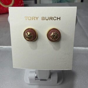 Tory Burch pink and gold stud earrings